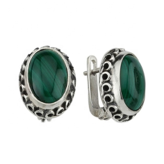 Wholesale Green onyx gemstone earrings 925 sterling silver jewelery Supplier