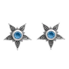 hot star designer Blue topaz gemstone silver earrings handmade 925 exporter