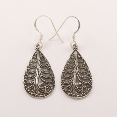 925 Sterling Silver Handmade Drop Shape Dangling Earrings  Exporter