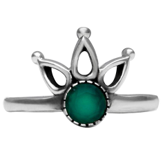 Wholesale  Natural Green Onyx Gemstone 925 Oxidized Silver Forest Queen Ring