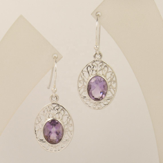 925 Sterling Silver Beautiful Amethyst Oval Shape Earrings Exporter