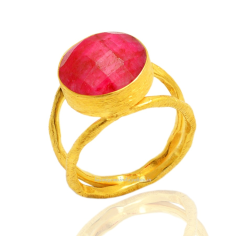 Ruby faceted gemstone wholesale 925 silver rings jewelry exporter