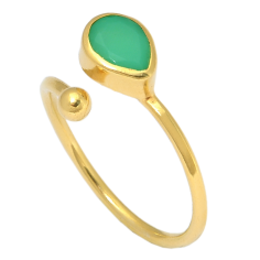 925 sterling Silver Gold Plated Genuine Chrysoprase Gemstone Ring Supplier India