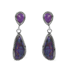 925 silver purple copper turquoise gemstone earring manufacturer