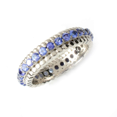 Silver Ring Rhodium Plated Natural Tanzanite Semi Precious Jewelry Supplier