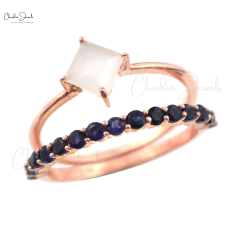 Vermeil Gold Stackable Moonstone Ring Elegant Statement Iolite Jewelry Supplier