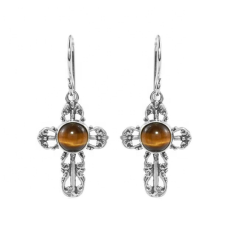 natural tiger eye gemstone 925 sterling silver earring supplier