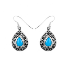 solid turquoise gemstone 925 sterling silver earring