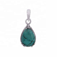 Hot trend natural turquoise gemstone 925 sterling silver pendant