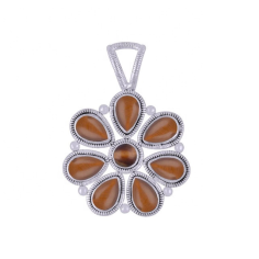 Ethnic tiger eye 925 silver gemstone pendant  supplier