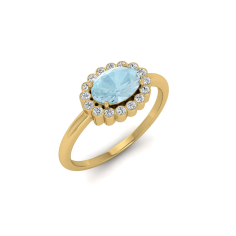 14K Fine Gold Natural Diamond (I1-I2/G-H) Round Full Cut & Aquamarine Exporter