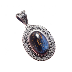 Custom made 925 sterling silver pietersite gemstone pendant manufacturer