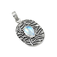 Pure 925 sterling silver rainbow moonstone gemstone pendant manufacturer