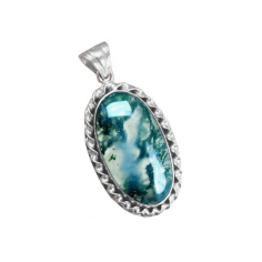 Simple designs high quality 925 sterling silver moss agate gemstone manufacturer