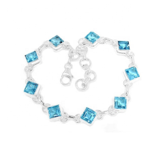 Selling Jewelry 925 sterling silver blue topaz gemstone bracelet  manufacturer