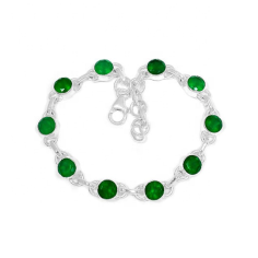 pure solid 925 sterling silver green onyx gemstone bracelet  supplier