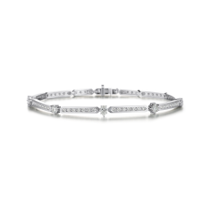 Beautiful Real Round 1.24 Carat White Diamond Bracelet In White Gold Exporter