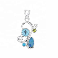 wholesale attractive high quality 925 silver australian  multi gemstone pendant