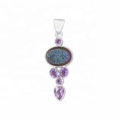 Beautiful antique style 925 sterling silver  multi gemstone pendant supplier