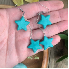 Treated turquoise star shape silver plated dangle earring Supplier