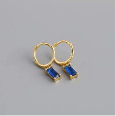 Blue quartz octagon cut circle hoop earring Supplier