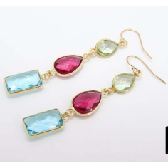 Wonderful style multi-color quartz 925 silver earring Exporter