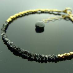 Genione Black Raw Rough Uncut Diamond Bracelet in 14k Gold exporter