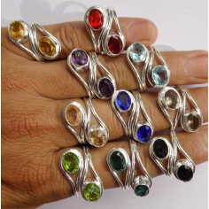 Garnet quartz silver plated double gemstone ring at Christmas Exporter