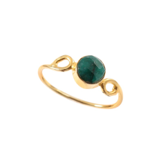 Emerald corundum round cut starling silver bezel set ring Supplier