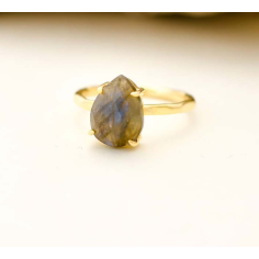 Labradorite gold plated prong setting ring Supplier