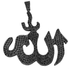 Religious Custom Black Diamond Allahu Akbar Pendant manufacturer