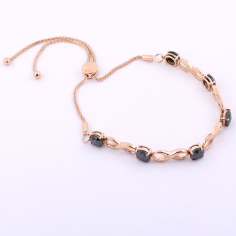 Fashion Women Jewelry Black Diamond Infinity Bracelet In Rose Gold exporter