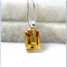 Citrine octagon cut gold plated pendant Exporter