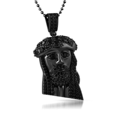 Jesus Natural Black Diamond HipHop Pendant 14k Gold Rhodium exporter