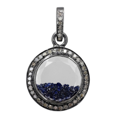 925 Sterling Silver Diamond Jewelry Sapphire, Crystal Shaker Pendant exporter