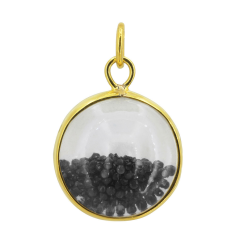 14K Solid Gold Loose Black Diamond Crystal Shaker Pendant Fine Jewelry exporter