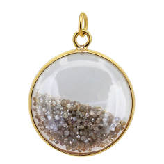 Solid 14kt Yellow Gold Natural Pave Diamond Crystal Shaker Pendant exporter