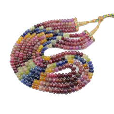 Wholesale smooth Rondell beads for strands necklace multi sapphire beads