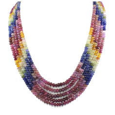 Wholesale smooth Rondell beads 5 strands necklace multi sapphire beads