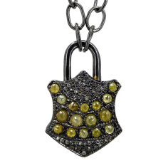 925 Sterling Silver Diamond Jewelry Yellow Slice Diamond Padlock exporter