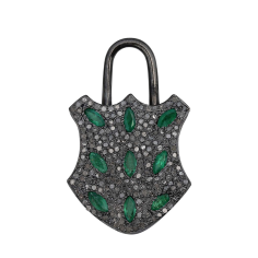 Natural Emerald Diamond Fashion Lock Pendant Padlocks supplier