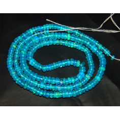 Wholesale natural color play and fire smooth Rondell beads Ethiopian blue opal