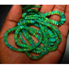 Wholesale fire aaa quality smooth Rondell beads Ethiopian green opal beads