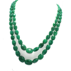 Wholesale smooth oval beads 2 strands necklace Zambian emerald gemstone beads