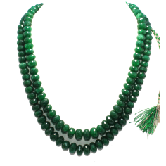 Wholesale faceted Rondell beads 2 strands necklace Zambian emerald beads