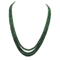 Wholesale 3 strands Rondell beads necklace natural Zambian emerald gemstone