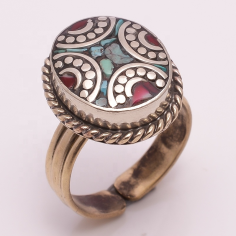 Natural Turquoise Coral Gemstone Ring Exporter