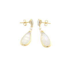 925 Sterling Silver Natural Rainbow Moonstone Earring Gold and Silver Exporter