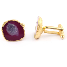 New fashion elegant natural pink durzi cufflink yellow gold plated Exporter