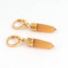 New design faceted pencil shape orange chalcedony clip on drop earring Supplier